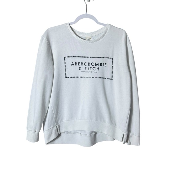 Abercrombie & Fitch Women Sweatshirt Medium Spell Out Logo Lightwieght Oversized - Picture 1 of 6